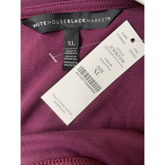 White House Black Market Purple Jersey Shift Dress XL 3/4 Ruffle Sleeve RS10280 - Picture 4 of 11